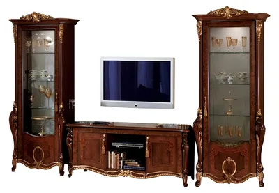 Produktbild von Wohnzimmermöbel Set Designer Wohnzimmer Sideboard 2x Vitrine 3tlg. Wohnwand Neu