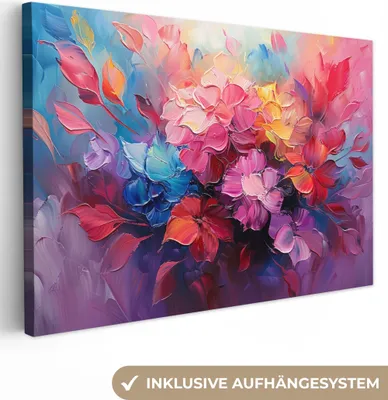 Obrázek produktu pro OneMillionCanvasses® - Obrazy na plátně - Květiny - Malba - Abstraktní - Barevné, nástěnná malba, nástěnná dekorace, obývací pokoj, 60x40cm