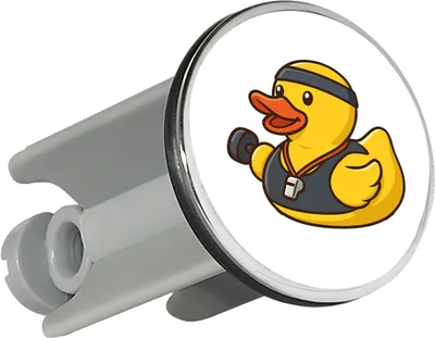 Produktbild von Huuraa Waschbeckenstöpsel Quietscheente Fitness-Trainer Gummiente Coach 4cm höhenverstellbar Abflussstopfen Geschenkidee