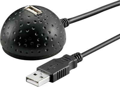 Produktbild von USB 2.0 Verlängerungskabel, USB-A Stecker > USB-A Buchse (schwarz, 1,5 Meter, Buchse mit Standfuß)