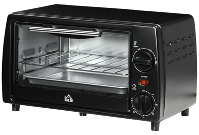Zdjęcie produktu dla Piekarnik stołowy, mini piekarnik 10 litrów, mini piec, kolor czarny, metal | Timer 0–60 minut | Zakres temperatur: 100–230 °C | Wymiary: 36,5 x 26 x 22 cm