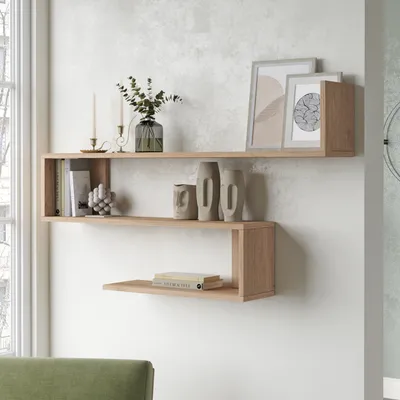 Produktbild von en.casa® Wandregal Kitee, Eiche-Optik, melaminbeschichtete Spanplatte, 120 x 14,5 x 71,5 cm, 3 Ablageflächen, einfacher Aufbau