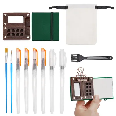 Aquarell-Set mit Holzkasten, Papier, Pinseln – für Anfänger