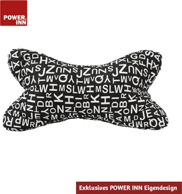 Produktbild von POWER INN Leseknochen | Schwarz mit Weißen Buchstaben | Klassisch | Nackenkissen | Reisekissen