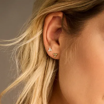 Produktbild von New Bling 9NBG-0382 Gouden Oorknopjes - Dames - 3 Bolletjes - 5,3 x 5,3 mm - 14 Karaat - Goud