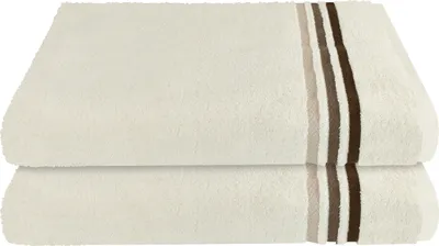 Produktbild von Schiesser Frottier Duschtuch Skyline Color im 2er Set | 100% Baumwolle aus nachhaltiger Produktion | saugstark, weich, farbecht | 70x140cm | Creme