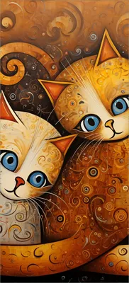 Produktbild von Türtapete Türposter Malerisches Katzenduo - Größe: 93 x 205 cm