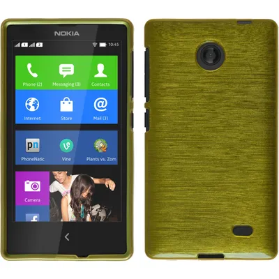 Produktbild von PhoneNatic Case kompatibel mit  Nokia X / X+ - pastellgrün Silikon Hülle brushed + 2 Schutzfolien