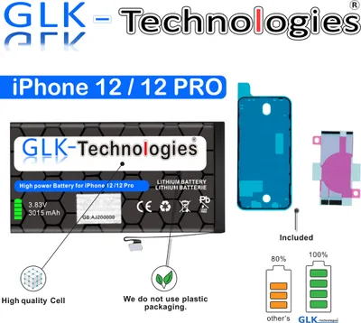 Produktbild von GLK Akku Für iPhone 12 / 12 Pro Battery Ersatz Batterie Accu A2479 OHNE