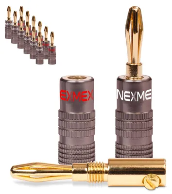 Produktbild von 14x Bananenstecker NEXMEX 24K vergoldet High End Stecker Banana Kabel bis 6mm²