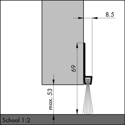Image de Joint de sol de porte alu IBS 70 100cm hauteur de brosse 29mm