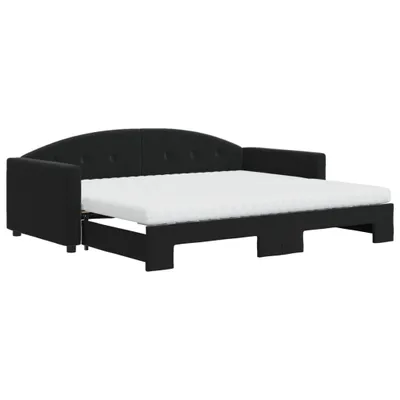 Image de vidaXL Lit de jour extensible avec matelas noir 90x190 cm velours