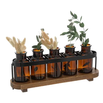 Produktbild von Soliflore 5 Blumen  Holz - H.34 cm - Atmosphera créateur d'intérieur