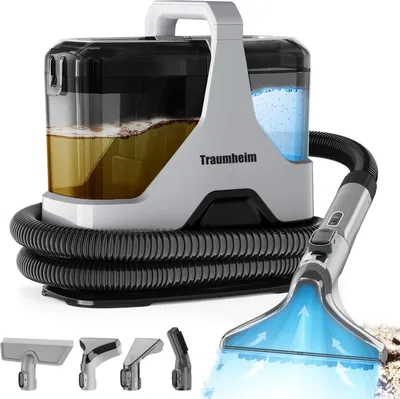 Produktbild von Waschsauger Polsterreiniger Teppichreiniger, 16KPA Sauger tragbar, 600W Nass-/Trockensauger, Fleckenreiniger Reinigungsgerät, mit Zubehör, Dualtank