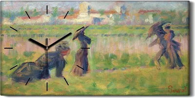 Produktbild von Wanduhr Uhr Wandbild Leinwand 60x30 Malerei Abstrakte Kunst Stadt Fluss - schwarze Hände