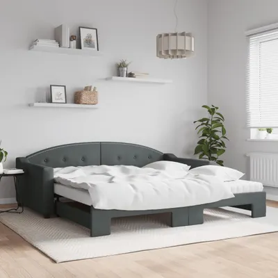 Image de Maison Exclusive - Canapé-lit convertible avec matelas, gris foncé, 100 x 200 cm, tissu