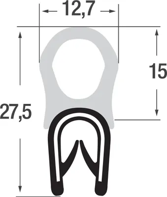 Produktbild von DO7 - PVC/ EPDM Kantenschutz Dichtungs Profil Gummi Dichtung oben - Klemmbereich 1 - 4 mm