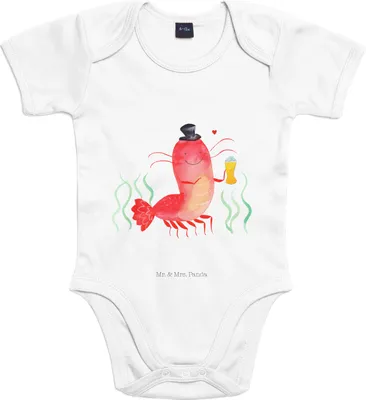 Produktbild von Mr. & Mrs. Panda Strampler Baby Hummer Weizen 12. - 18. Monat - Heather Grey - Geschenk, Gasthaus, overall, Meer, Wirtschaft, body baumwolle, Kurzarmbody, Garnelen, Bier