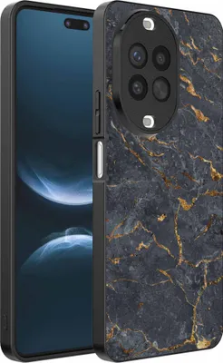 Obrázok produktu pre Fit pre Huawei Nova 14 Pro Phone Case with Grey Gold Marble Print - TPU Backcover Case Grey Gold Marble Design - Black - Smartphonica