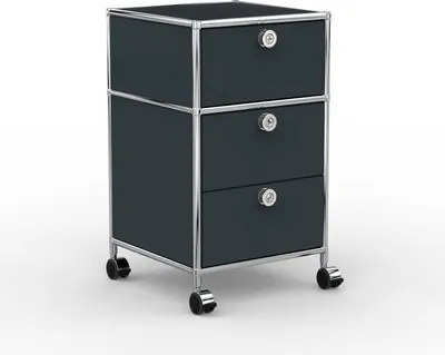 Produktbild von VERSEE Büro-Rollcontainer, Metall, 40 cm, 1 Schublade + 1 Doppelschublade, Anthrazitgrau
