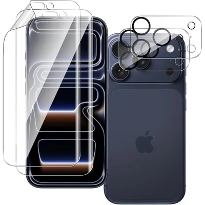 Immagine prodotto di Pellicola protettiva in idrogel per iPhone 17 Pro Max, confezione da 2+2 pezzi: pellicole per lo schermo e protezione per la fotocamera, anti-impronte, resistente ai graffi, trasparenza HD
