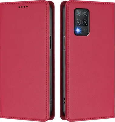Obrázek produktu pro Kožené pouzdro pro Realme 8 5G, magnetické flipové pouzdro zPolyuretankůže se stojánkem Červená
