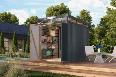 Produktbild von Gartenhaus Metall Metallgerätehaus Metallgartenhaus AURUM 2,5 Metallhaus anthrazit 207x292x239 cm