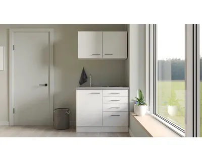 Obrázek produktu pro Minikuchyně se spotřebiči Flex Well Varo 100 cm barva čela matně bílá barva korpusu bílá