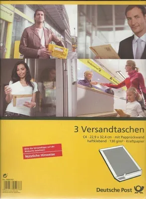 Produktbild von Deutsche Post 3 C4 Versandtaschen / Umschläge braun haftklebend mit Papprücken