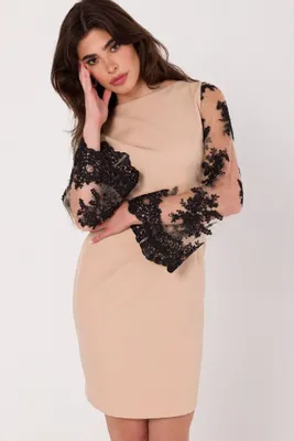 Imagen del producto de Makover, vestido mini para mujer, modelo Maren, color beige, talla XL