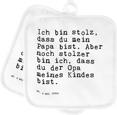 Produktbild von Mr. & Mrs. Panda Topflappen Ich bin stolz, dass... - Weiß - Geschenk, stolz, Großvater, Kochlappen, Topfuntersetzer, Sprüche, schöner Spruch, Set, 2er, topfhalter, Opa