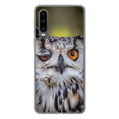 Produktbild von MuchoWow® Handyhülle Schutzhülle Hülle für Huawei P30 Eule - Auge - Orange Silikon Softcase Handy Hülle - Kartenbesitzer