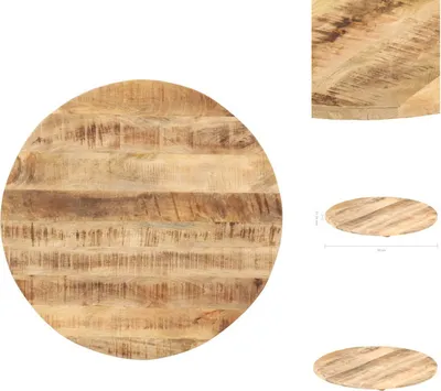 Immagine prodotto di vidaXL Piano da tavolo in legno massiccio di mango rotondo 15-16 mm 50 cm - Piani da tavolo