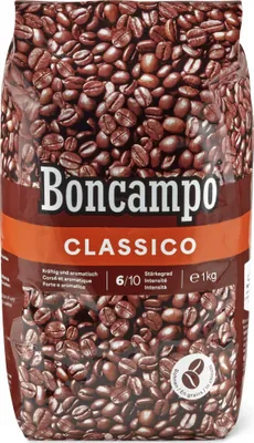 Obrázek produktu pro Boncampo Classico Celá kávová zrna 1 kg, síla 6/10