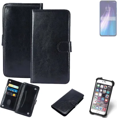 Produktbild von K-S-Trade 360° Hülle kompatibel mit Xiaomi Redmi Note 8 schwarz Kunstleder Case BookCase WalletCase Kunstlederederhülle Handyhülle, Rundumschutz