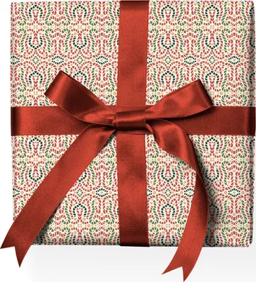 Produktbild von Schönes Weihnachtspapier mit grafischen Zuckerstangen, grün, rot - G22105, 32 x 48cm