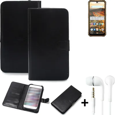 Produktbild von K-S-Trade Wallet Case Handyhülle kompatibel mit Cubot KingKong 5 Schutzhülle Flip cover Flipstyle Tasche Hülle Flipcover Slim Bumper schwarz + in