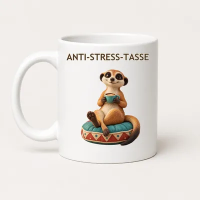 Produktbild von Anti-Stress-Tasse Erdmännchen 325 ml Keramik – Tiermotiv Geschenk