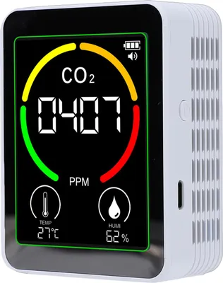 Obrázek produktu pro Měřič kvality vzduchu 3 v 1 CO2 Teplota Vlhkost Detekční tester Vnitřní přenosný pro domácnost Škola