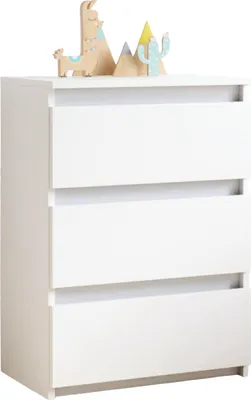 Image de YUMEBLY Commode à 3 tiroirs | 50x75x40cm | Armoire pour vêtements, documents, petites choses | Chambre à coucher, salon, bureau | Blanc