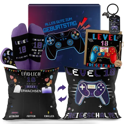 Productafbeelding van Geldkado-verpakking - Met gaming-thema - Voor de meerderjarigheid - 18 jaar.