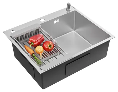 Obrázok produktu pre Drez 60 x 49 cm - Nerez - Zabudovateľný drez - 1 umývadlo - Odolný a protiškrabový