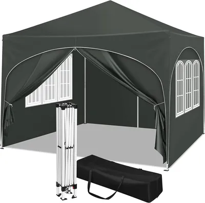 Produktbild von Faltpavillon 3x3 m wasserabweisend UV 50+ verstellbar | Grau | 300x300x250-258 cm
