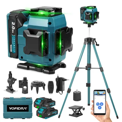Image de Laser de nivellement automatique, avec 4 faisceaux rotatifs à 360°, couleur verte, 16 lignes, portée de 25 mètres