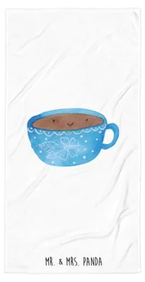 Produktbild von Mr. & Mrs. Panda Strandtuch Kaffee Tasse - Weiß - Geschenk, Design Handtuch, Genuss, Duschtuch, Badehandtuch, Liebe, Lustige Sprüche, Glücklich, Geschmack, Duschhandtuch
