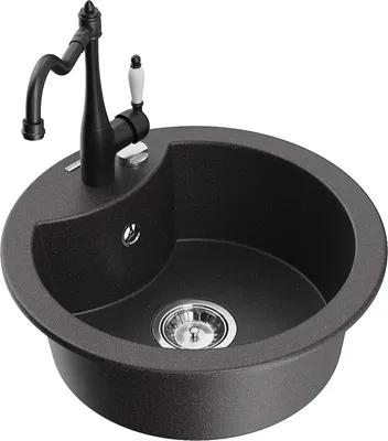 Produktbild von Mexen Diego 1-Becken-Granit-Spüle mit Mischbatterie Carla, Schwarz gesprenkelt - 6512-76-670700-70