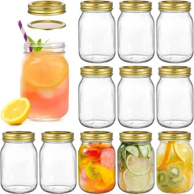 Produktbild von Famanu Einmachgläser 450 ml mit normalen Deckeln - 12er Set