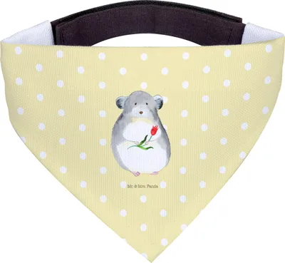 Produktbild von Mr. & Mrs. Panda Halstuch Für Hunde Chinchilla Blume - Gelb Pastell - Geschenk, Glücklichsein, Hundetuch, Lustige Sprüche, Büro, Liebeskummer, Hundehalstuch, Chaos, Tuch