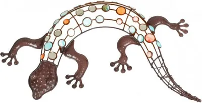 Produktbild von Gecko mit farbigen Dekorsteinen Wanddekoration für den Garten Gartendekoration