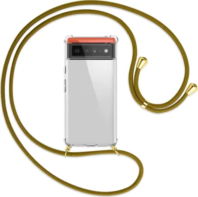 Produktbild von Handykette Backcover-Schutzhülle mit Band (Metall goldfarben) für Google Pixel 6 - khaki